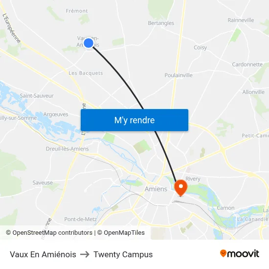 Vaux En Amiénois to Twenty Campus map