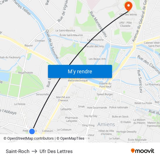 Saint-Roch to Ufr Des Lettres map