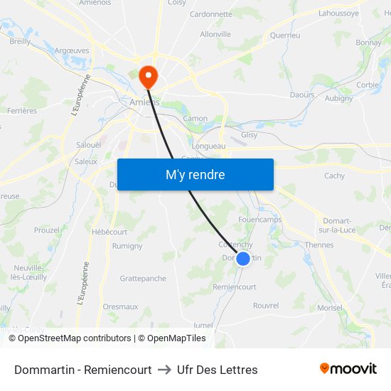 Dommartin - Remiencourt to Ufr Des Lettres map