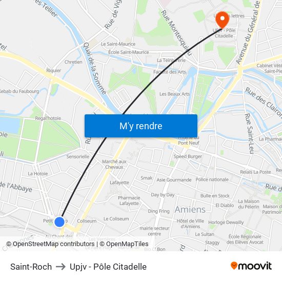 Saint-Roch to Upjv - Pôle Citadelle map