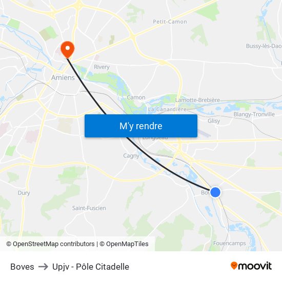 Boves to Upjv - Pôle Citadelle map