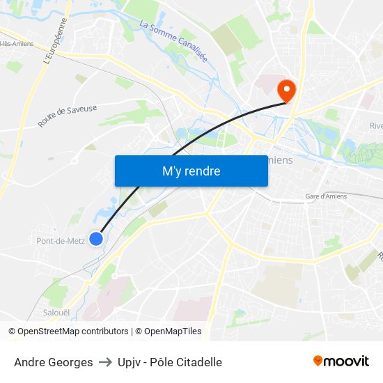 Andre Georges to Upjv - Pôle Citadelle map