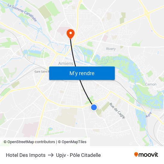 Hotel Des Impots to Upjv - Pôle Citadelle map