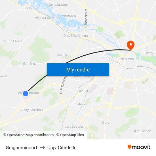 Guignemicourt to Upjv Citadelle map