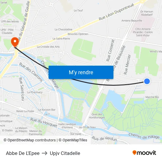 Abbe De L'Epee to Upjv Citadelle map