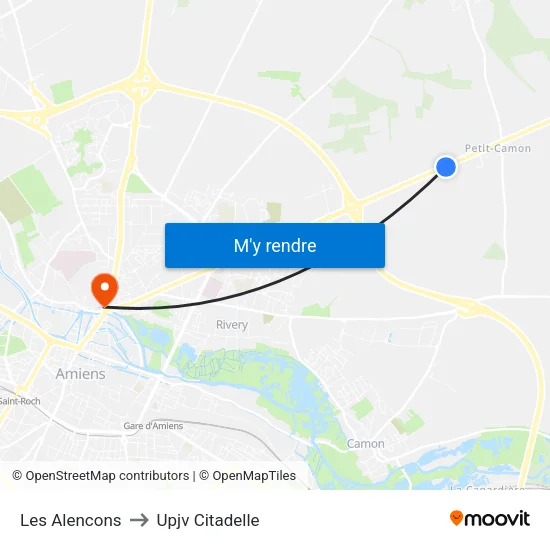 Les Alencons to Upjv Citadelle map
