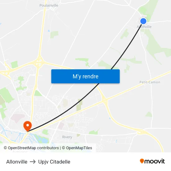 Allonville to Upjv Citadelle map