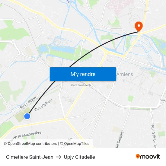 Cimetiere Saint-Jean to Upjv Citadelle map