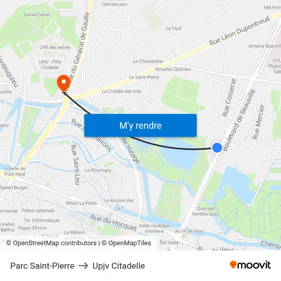 Parc Saint-Pierre to Upjv Citadelle map