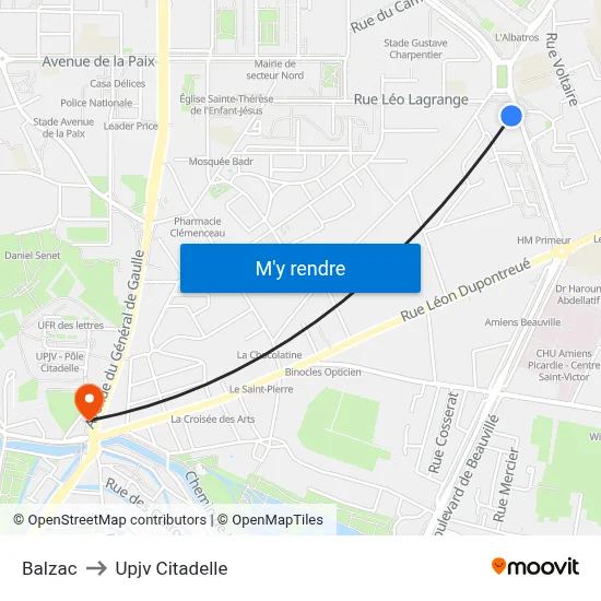 Balzac to Upjv Citadelle map