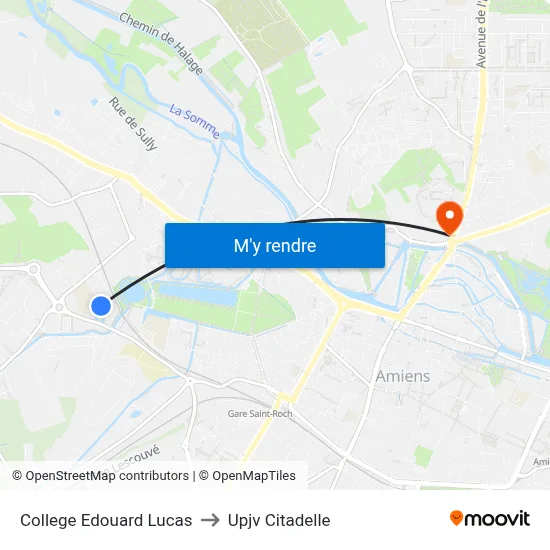 College Edouard Lucas to Upjv Citadelle map