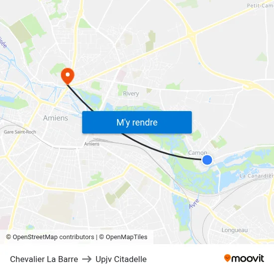 Chevalier La Barre to Upjv Citadelle map