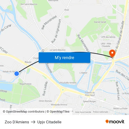 Zoo D'Amiens to Upjv Citadelle map