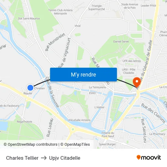 Charles Tellier to Upjv Citadelle map