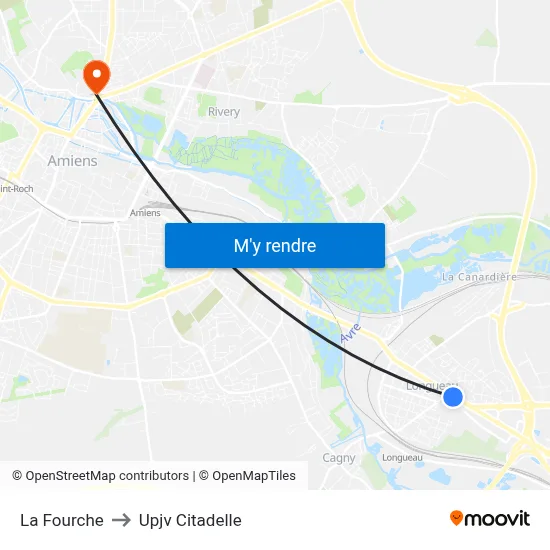 La Fourche to Upjv Citadelle map