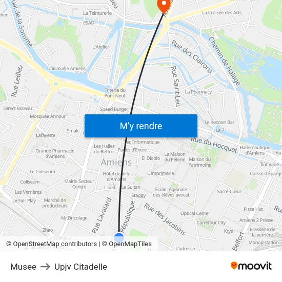 Musee to Upjv Citadelle map