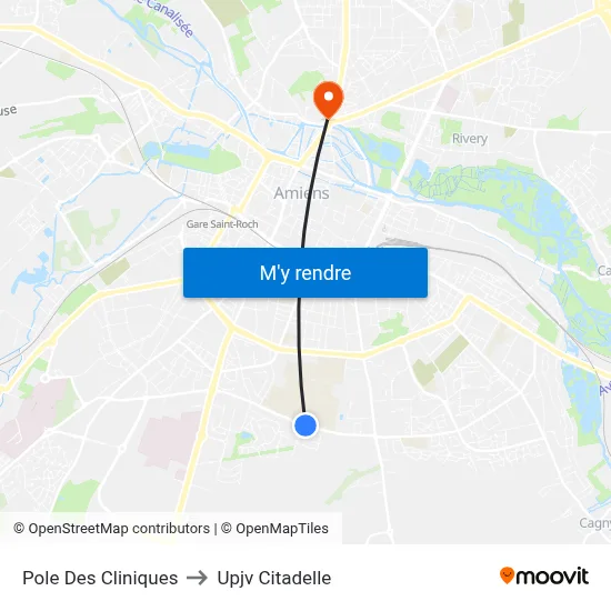 Pole Des Cliniques to Upjv Citadelle map