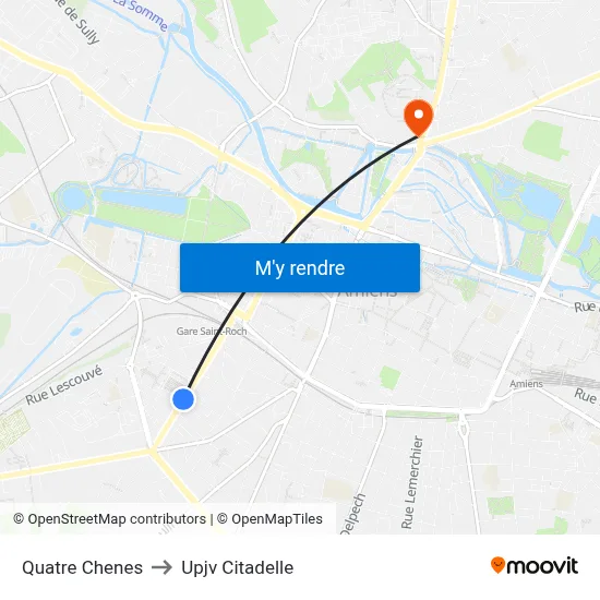 Quatre Chenes to Upjv Citadelle map