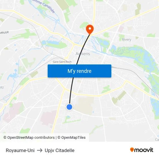Royaume-Uni to Upjv Citadelle map