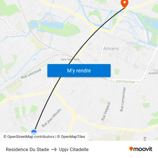 Residence Du Stade to Upjv Citadelle map