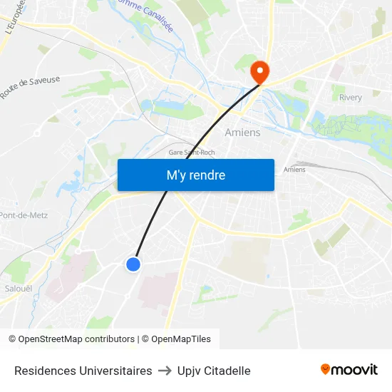 Residences Universitaires to Upjv Citadelle map