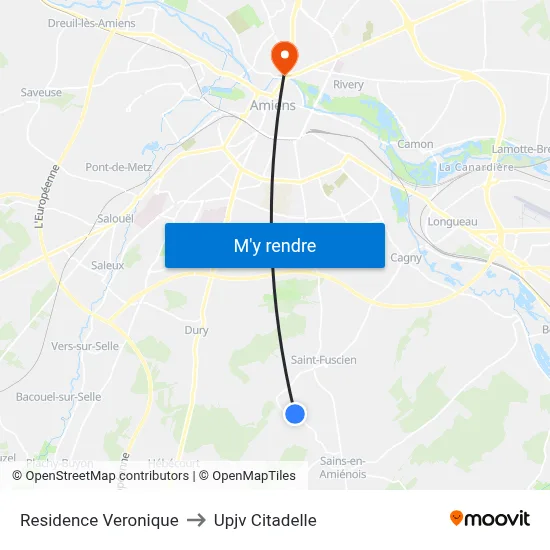 Residence Veronique to Upjv Citadelle map