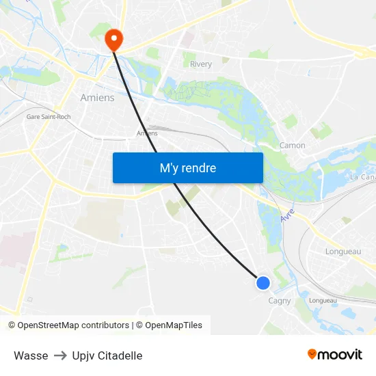 Wasse to Upjv Citadelle map