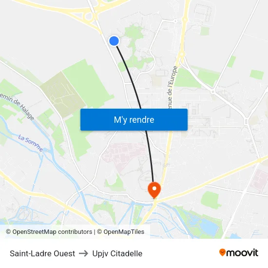 Saint-Ladre Ouest to Upjv Citadelle map