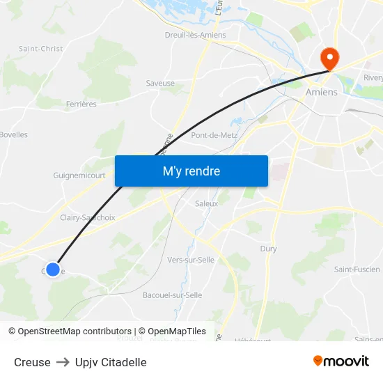 Creuse to Upjv Citadelle map