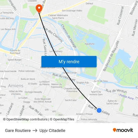 Gare Routiere to Upjv Citadelle map