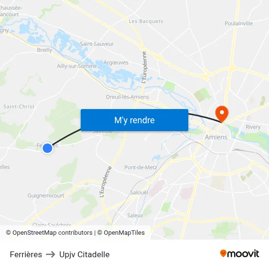 Ferrières to Upjv Citadelle map