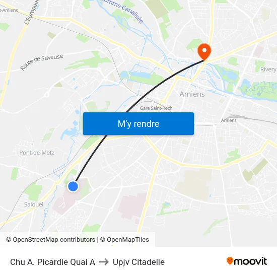 Chu A. Picardie Quai A to Upjv Citadelle map