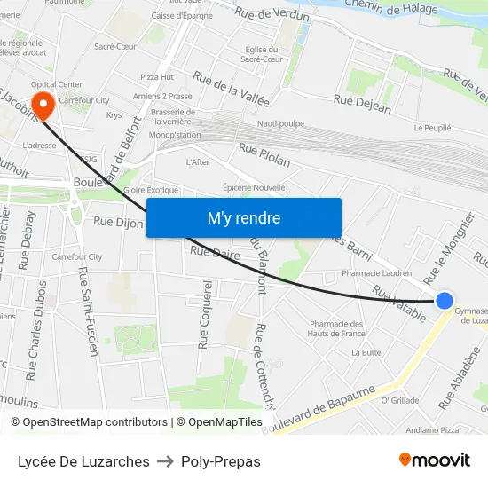 Lycée De Luzarches to Poly-Prepas map
