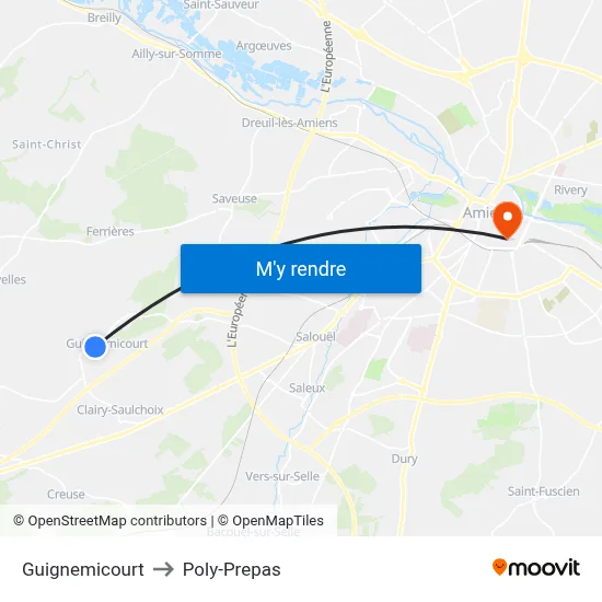 Guignemicourt to Poly-Prepas map