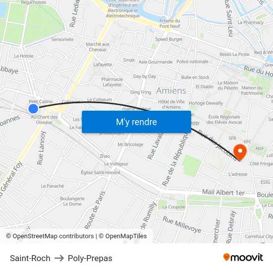 Saint-Roch to Poly-Prepas map