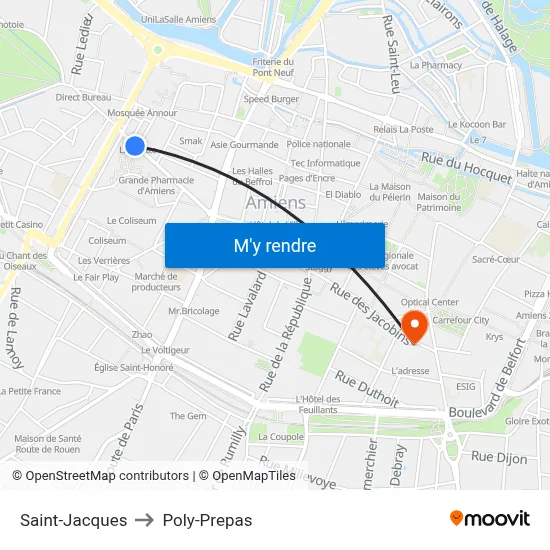 Saint-Jacques to Poly-Prepas map
