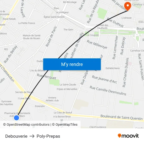 Debouverie to Poly-Prepas map
