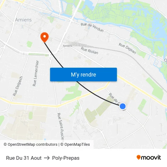 Rue Du 31 Aout to Poly-Prepas map