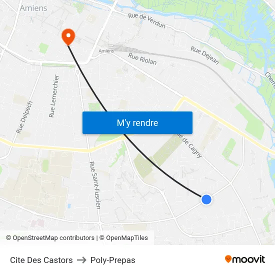 Cite Des Castors to Poly-Prepas map