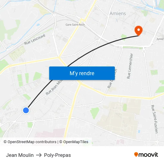 Jean Moulin to Poly-Prepas map
