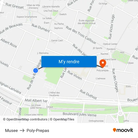 Musee to Poly-Prepas map