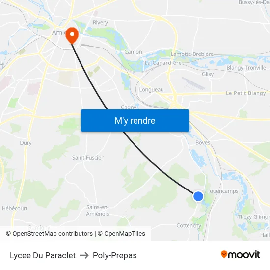 Lycee Du Paraclet to Poly-Prepas map