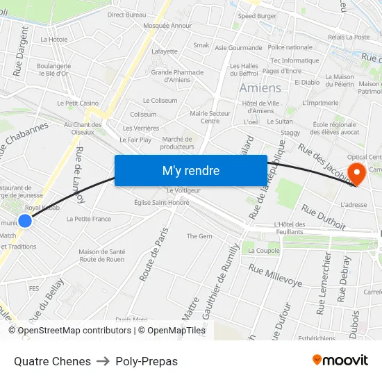 Quatre Chenes to Poly-Prepas map
