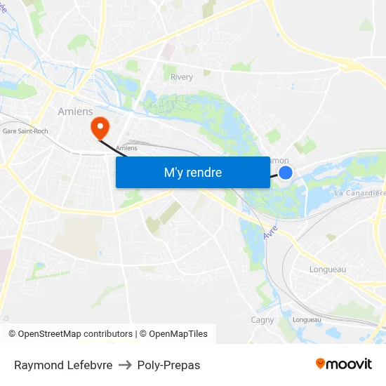 Raymond Lefebvre to Poly-Prepas map
