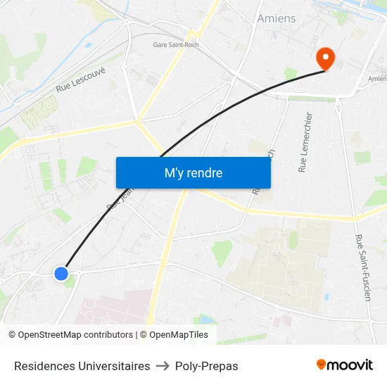 Residences Universitaires to Poly-Prepas map