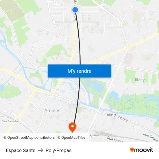 Espace Sante to Poly-Prepas map