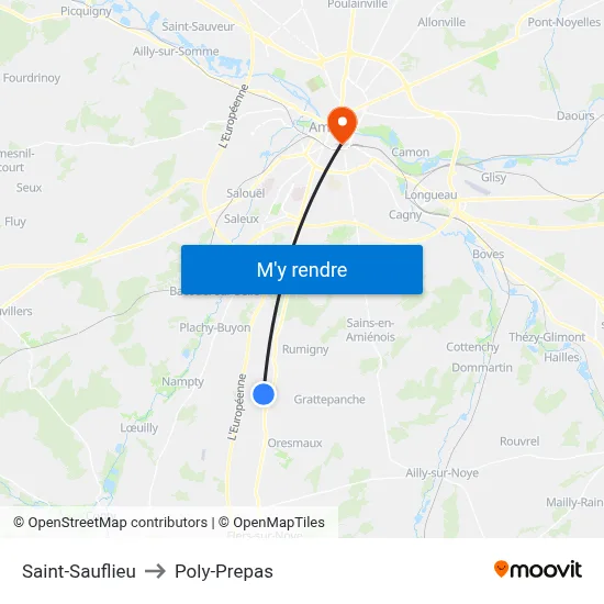 Saint-Sauflieu to Poly-Prepas map
