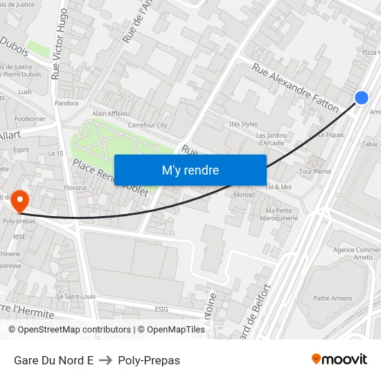 Gare Du Nord E to Poly-Prepas map