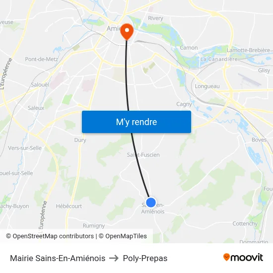 Mairie Sains-En-Amiénois to Poly-Prepas map