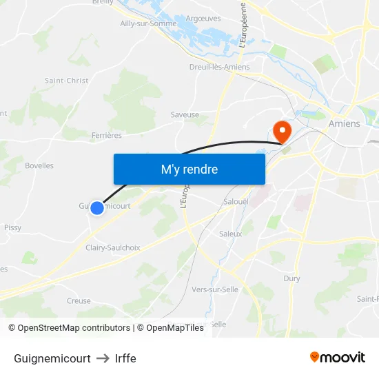Guignemicourt to Irffe map